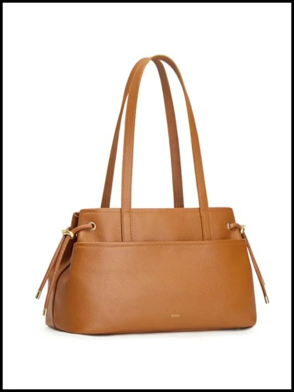 Genuine Leather Hobo Tote with Drawstring and Zipper Compartment